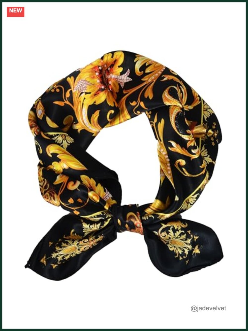 100% Mulberry Silk Neck Scarf 21" Square Floral Neckerchief